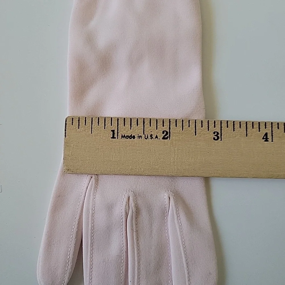 Wear Right Vintage Wristlet Five Finger‎ Gloves Pastel Pink Nylon Easter Party